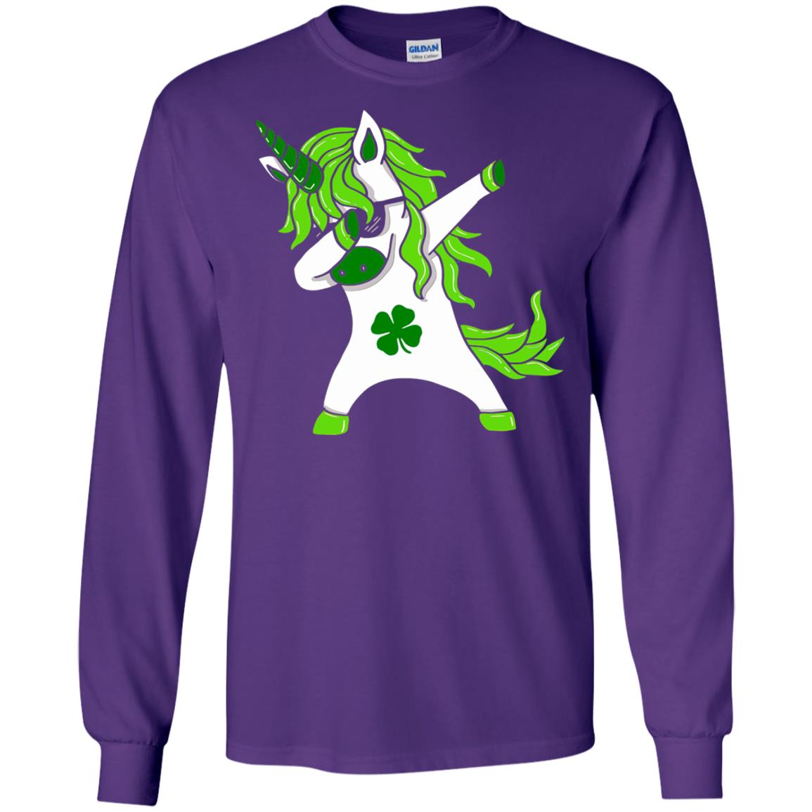 Dabbing Unicorn St Patricks Day Lepricorn T-shirt Purple