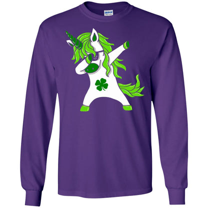 Dabbing Unicorn St Patricks Day Lepricorn T-shirt Purple