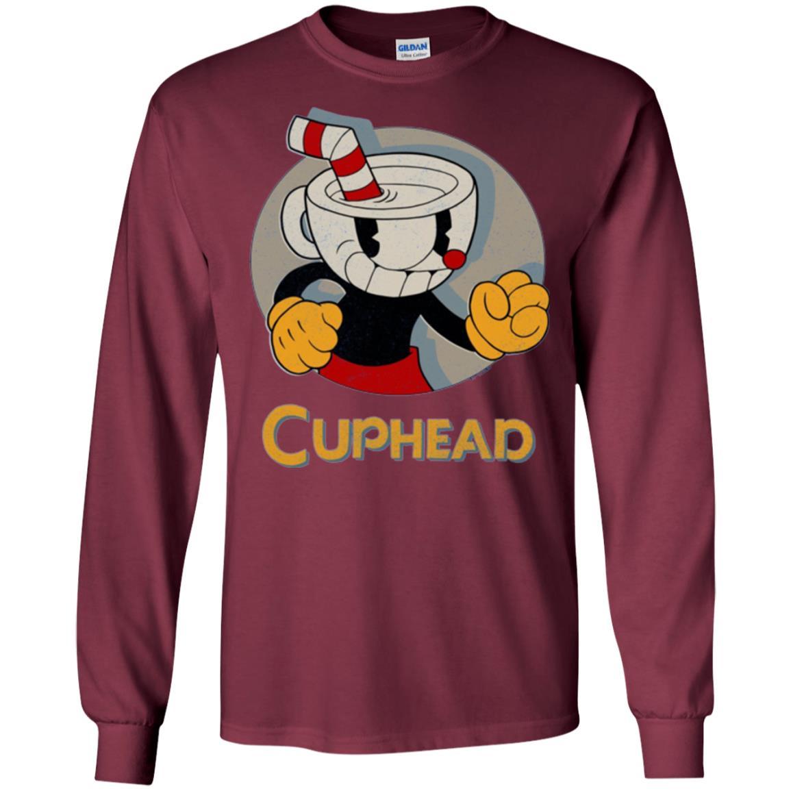 Cuphead Circle Shadow Profile Vintage Graphic T-shirt Maroon