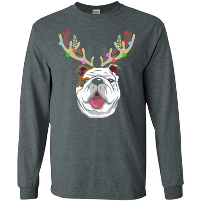 Dog Lovers T-shirt Funny Bulldogs With Antlers Dark Heather