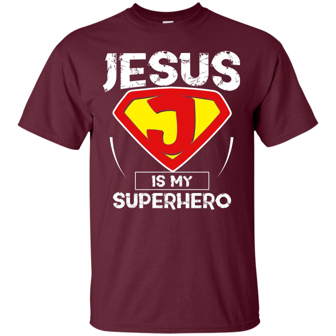 Jesus Is My Superhero Christian Movie Fan T-shirt Maroon