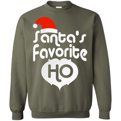 Christmas T-shirt Santa's Favorite Ho Military Green