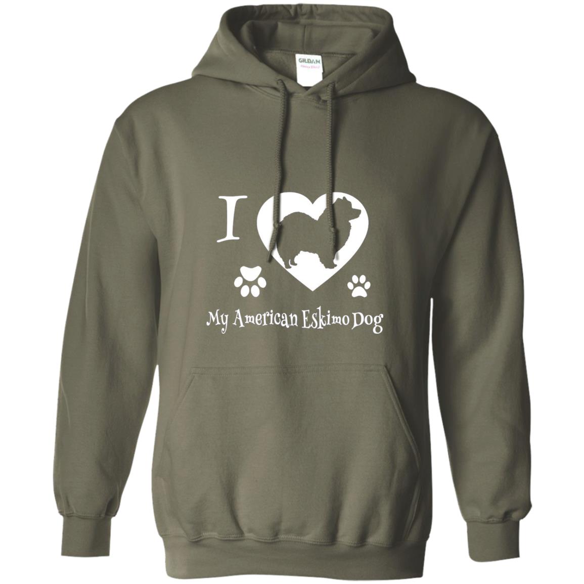 Dog Lover T-shirt I Love My American Eskimo Dog Military Green