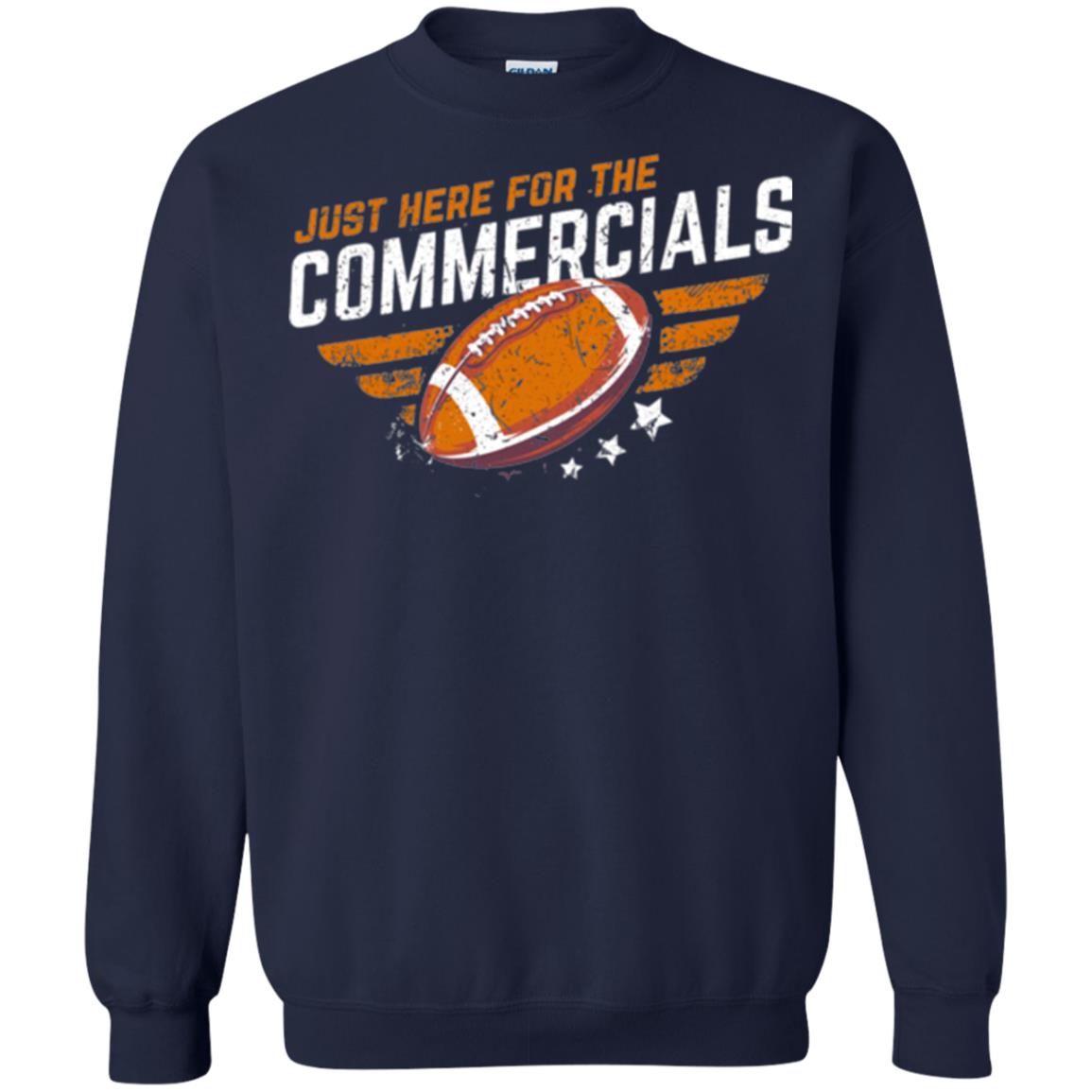Football Lover T-shirt Just Here For The Commercials Navy