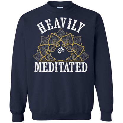 Funny Heavily Meditated Yoga Meditation T-shirt Navy