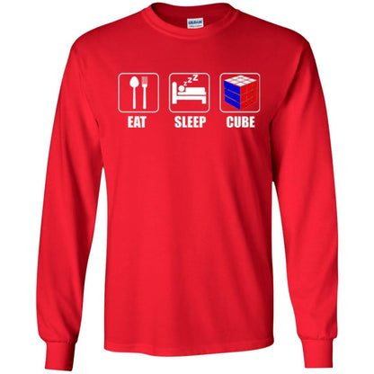 Rubik Lover T-shirt Eat Sleep Cube T-shirt Red