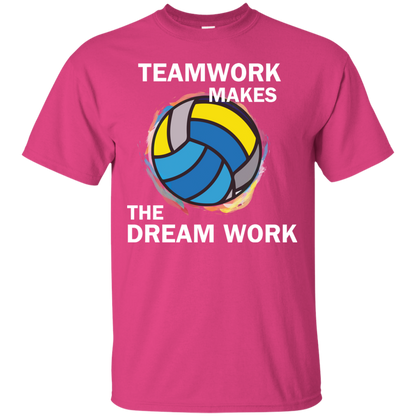 Volleyball T-shirt TeamWork Makes The Dream Work Heliconia