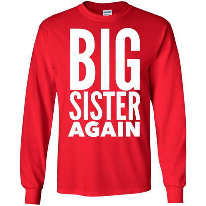 Big Sister Again Sibling Family T-shirt Red