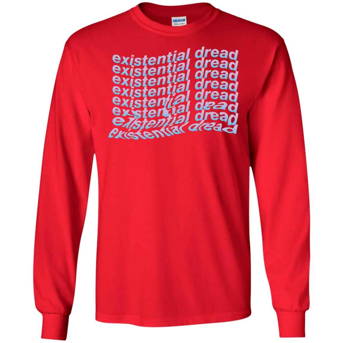 Existential Dread Waves Melting Distortion Aesthetic T-shirt Red