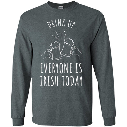 St. Patrick_s Day T-shirt Drink Up Everyone Is Irish Toda Dark Heather