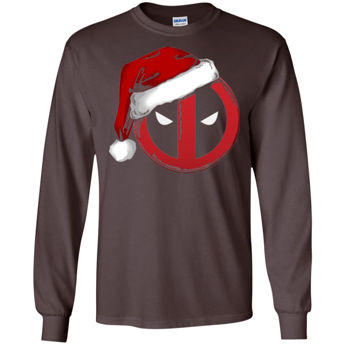 Christmas T-shirt Marvel Deadpool Icon Santa Hat Christmas Graphic Dark Chocolate