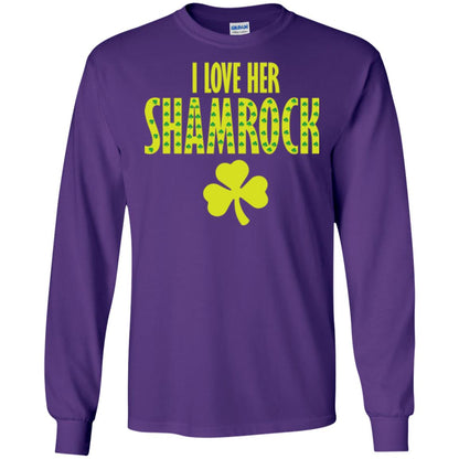 St. Patrick's Day T-shirt I Love Her Shamrock Purple