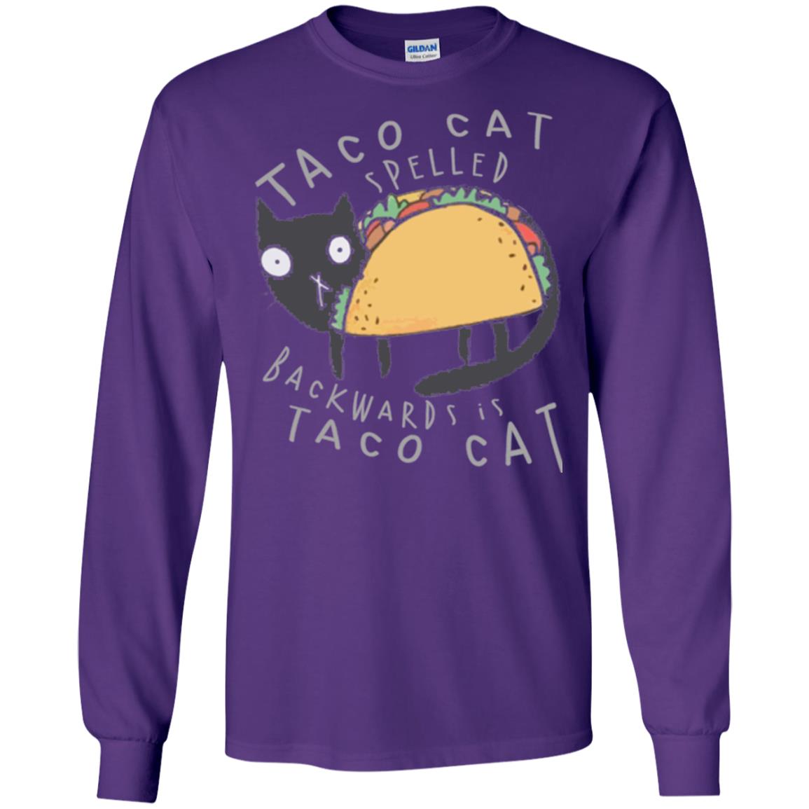 Cat Lovers T-shirt Taco Cat Spelled Backward Is Taco Cat Purple