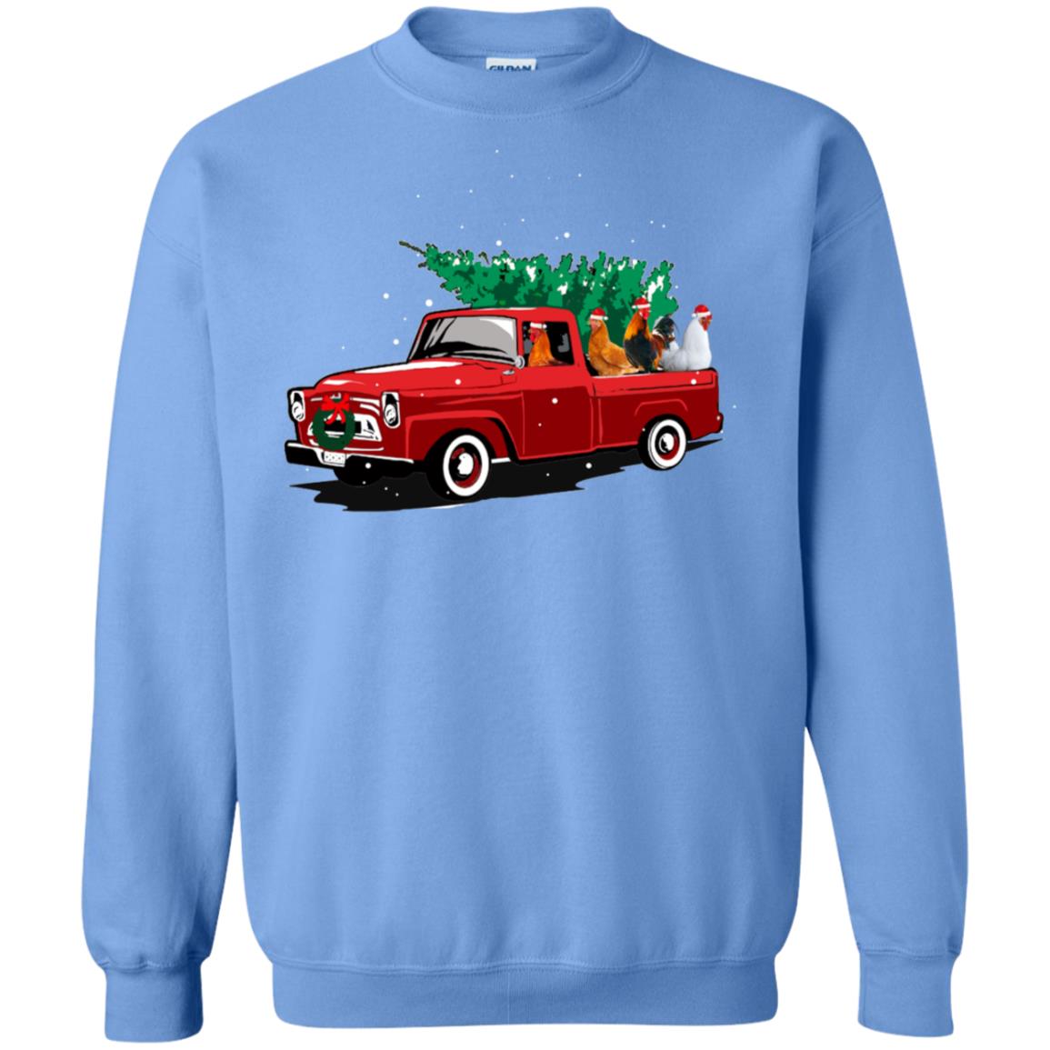 Chickens On Car Merry Christmas Gift Shirt For Mens Womens Carolina Blue