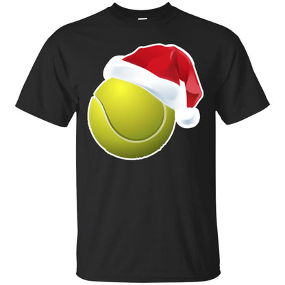 Tennis With Santa Claus Hat X-mas Shirt For Tennis Lovers Black