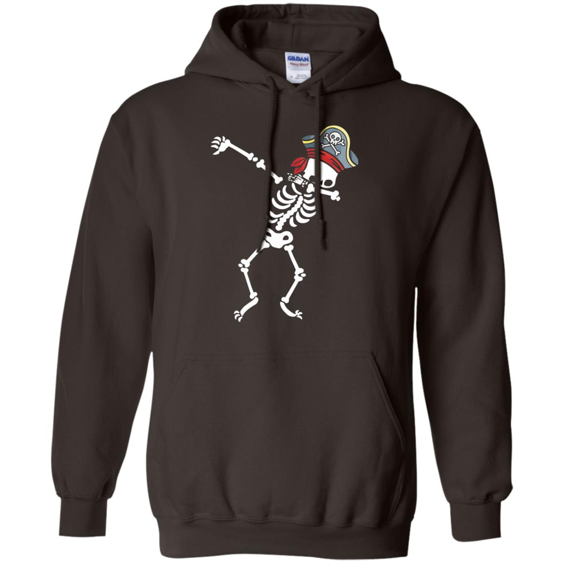 Dabbing Skeleton With Pirates Hat T-shirt Dark Chocolate