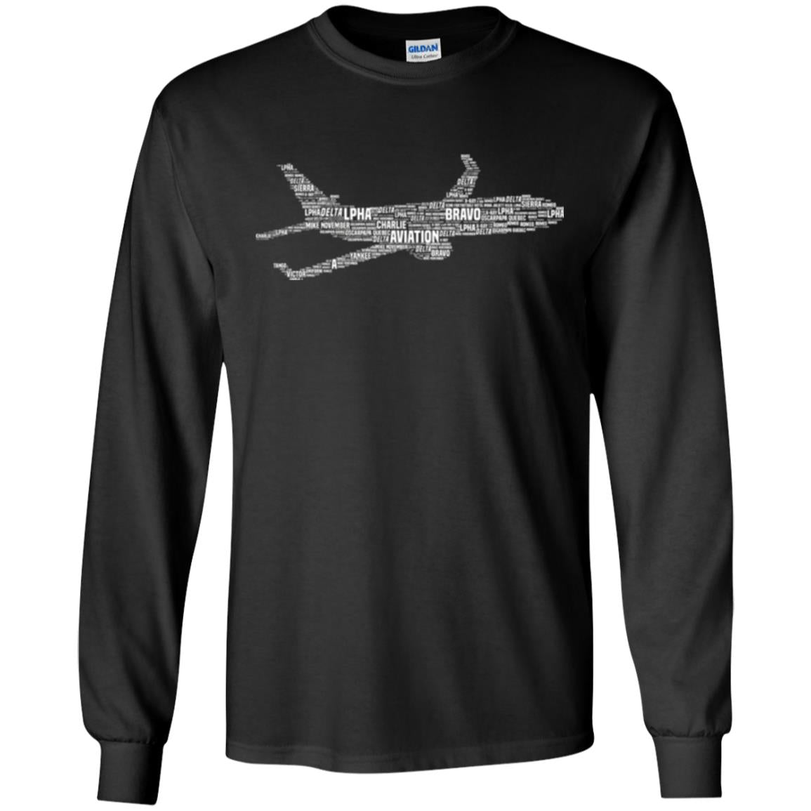 Alphabet Airplane Pilot T-shirt Black
