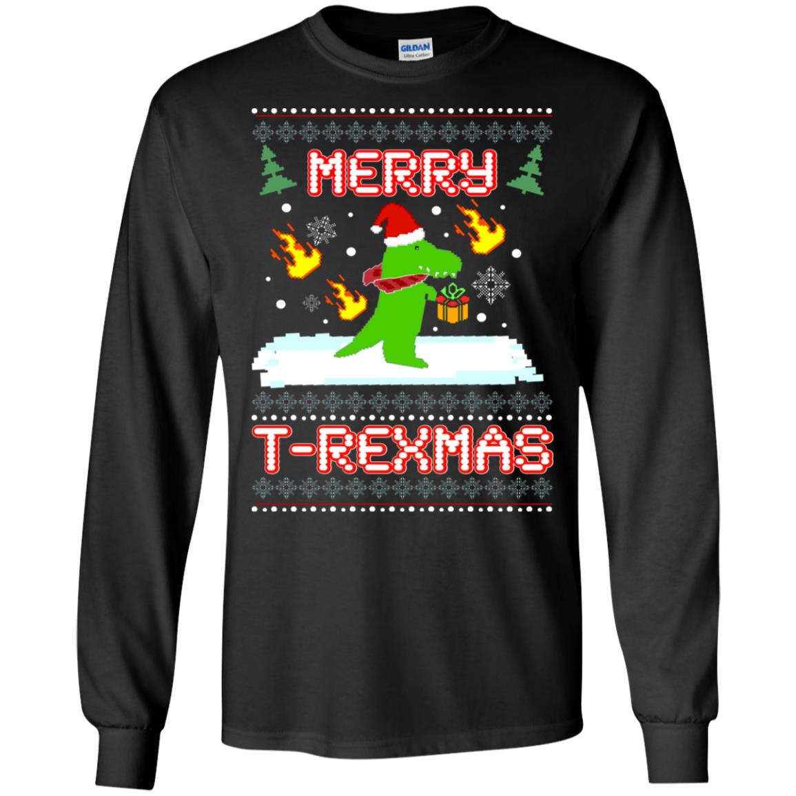 Merry T-rexmas X-mas Dinosaur Saurus Gift ShirtG240 Gildan LS Ultra Cotton T-Shirt