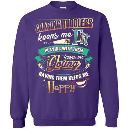 Chasing Toddlers Keeps Me Fit Shirt Purple