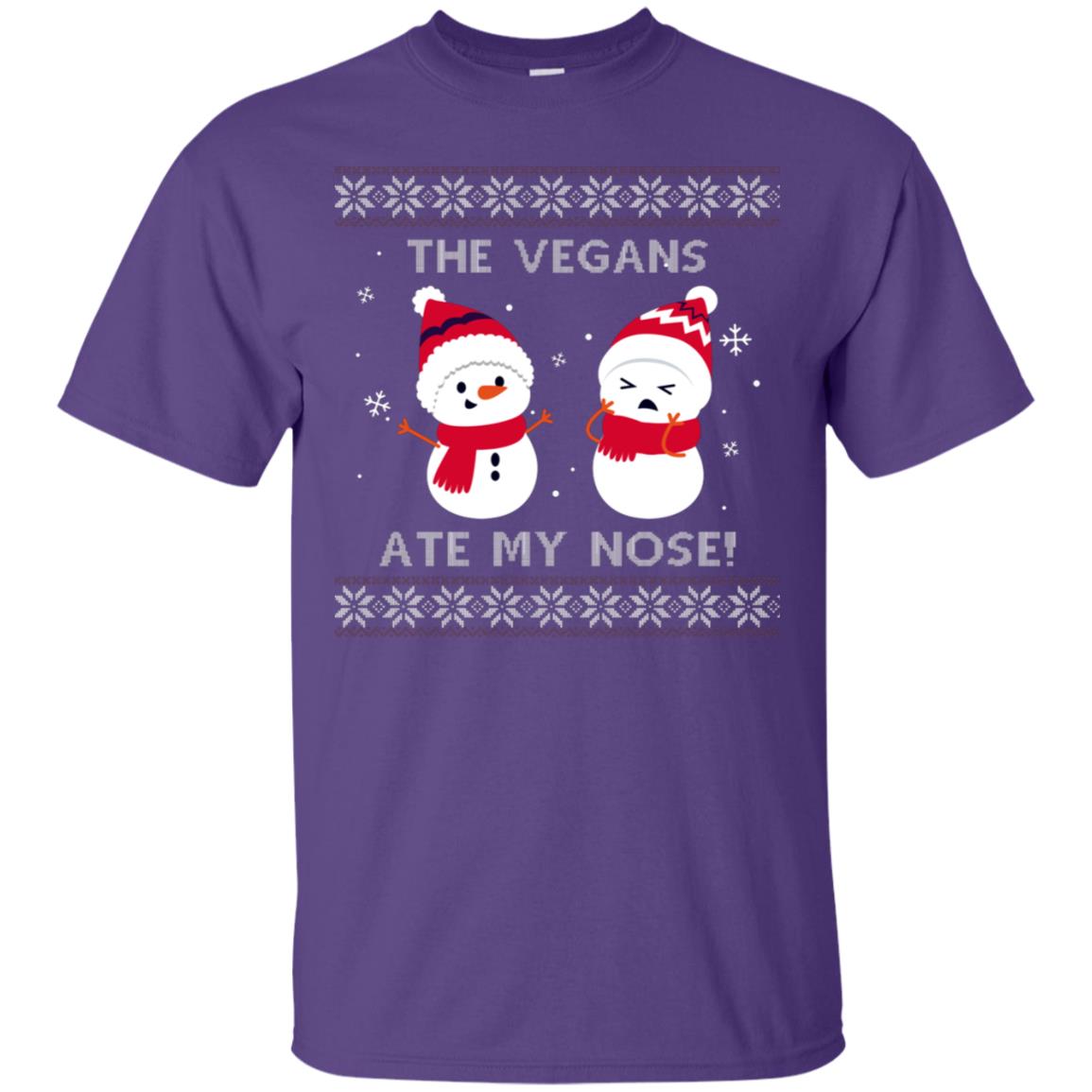 The Vegans Ate My Nose Funny Snowman Saying X-mas Gift Shirt Purple