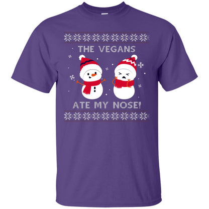 The Vegans Ate My Nose Funny Snowman Saying X-mas Gift Shirt Purple