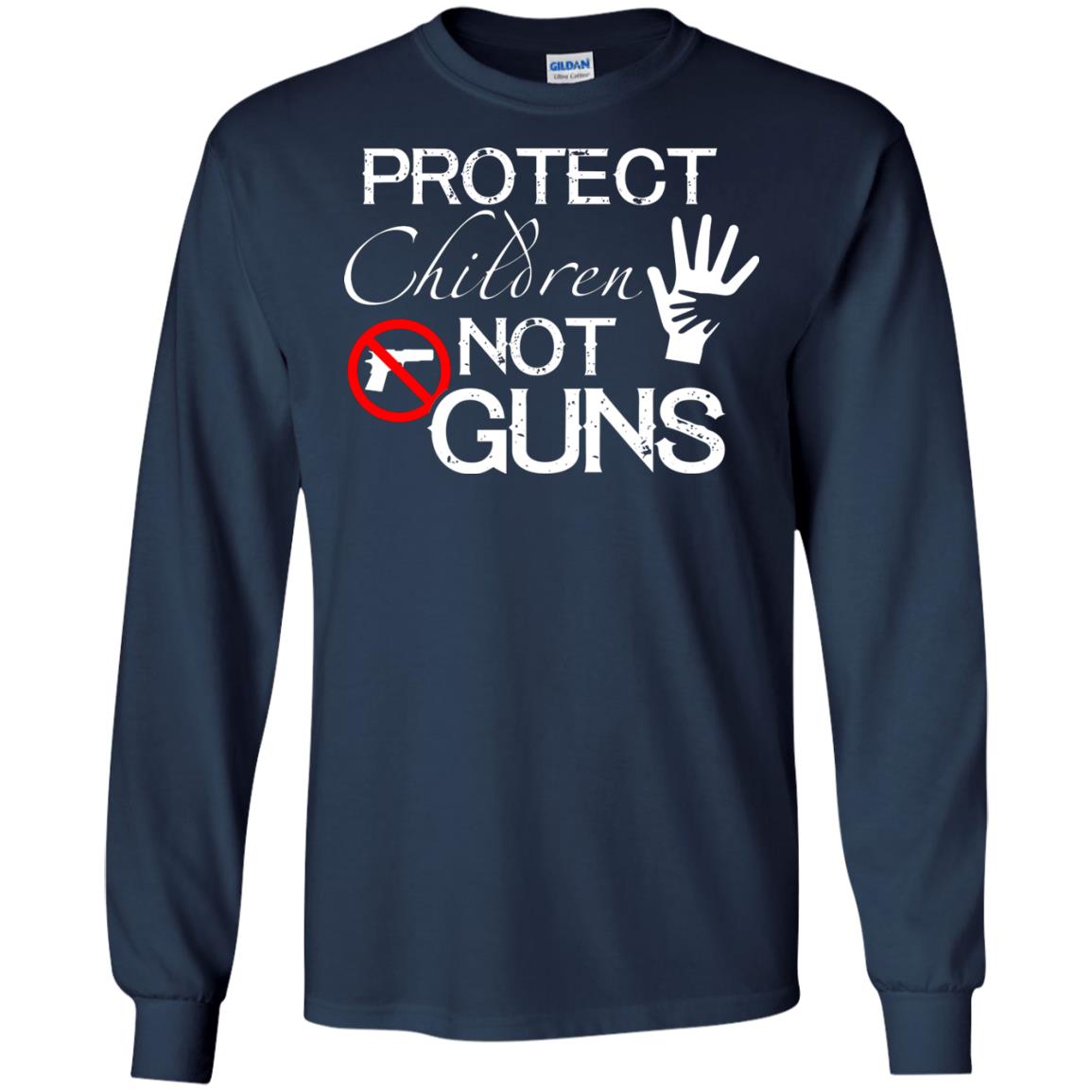 Anti Gun T-shirt Protect Children Not Gun Navy