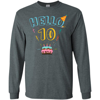 Hello 10 Ten Years Old 10th 2008s Birthday Gift Shirt Dark Heather