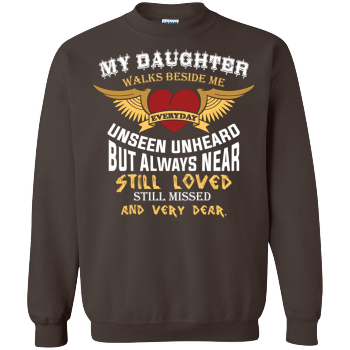 Family T-shirt My Daughter Walks Beside Me Everyday Dark Chocolate