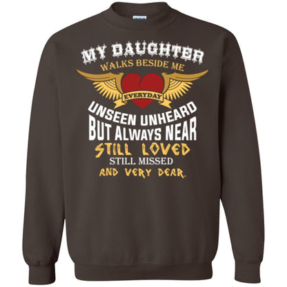 Family T-shirt My Daughter Walks Beside Me Everyday Dark Chocolate