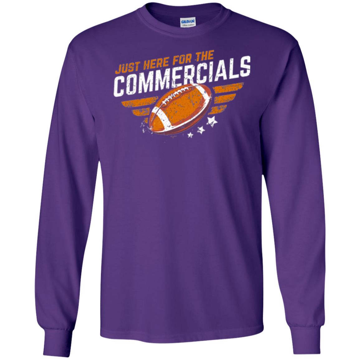 Football Lover T-shirt Just Here For The Commercials Purple