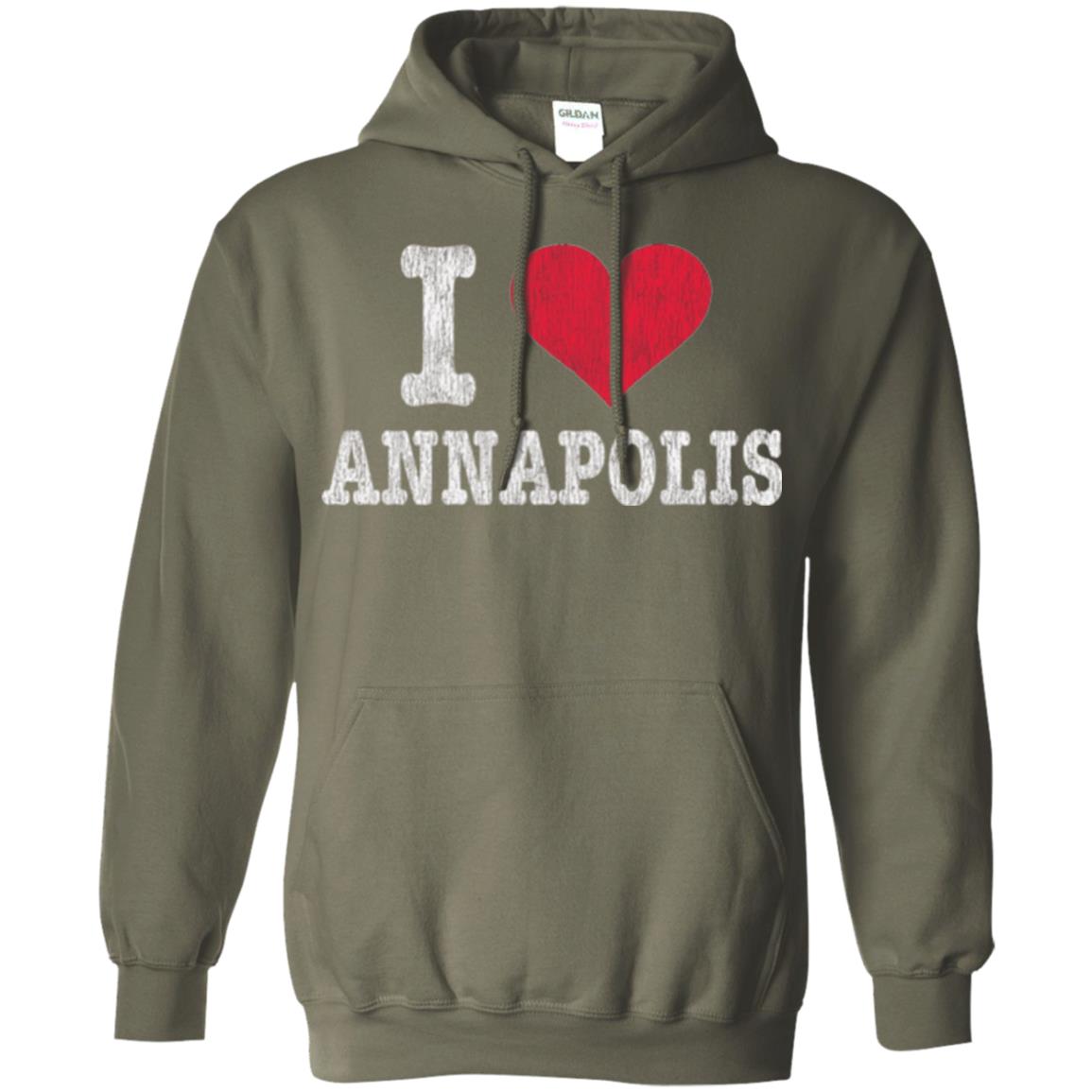 Distressed Retro I Love Annapolis T-shirt Military Green