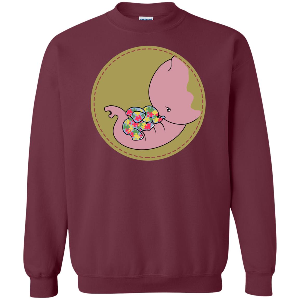 Elephant Mom And Baby Autism Awareness Shirt Maroon