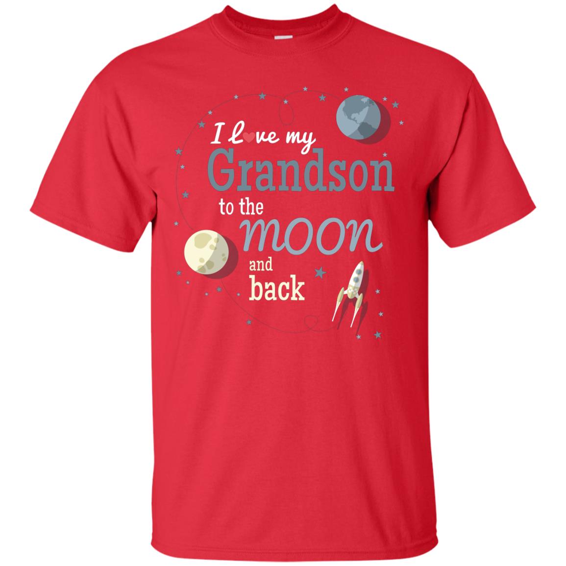 I Love My Grandson To The Moon And Back Grandparents Shirt Red