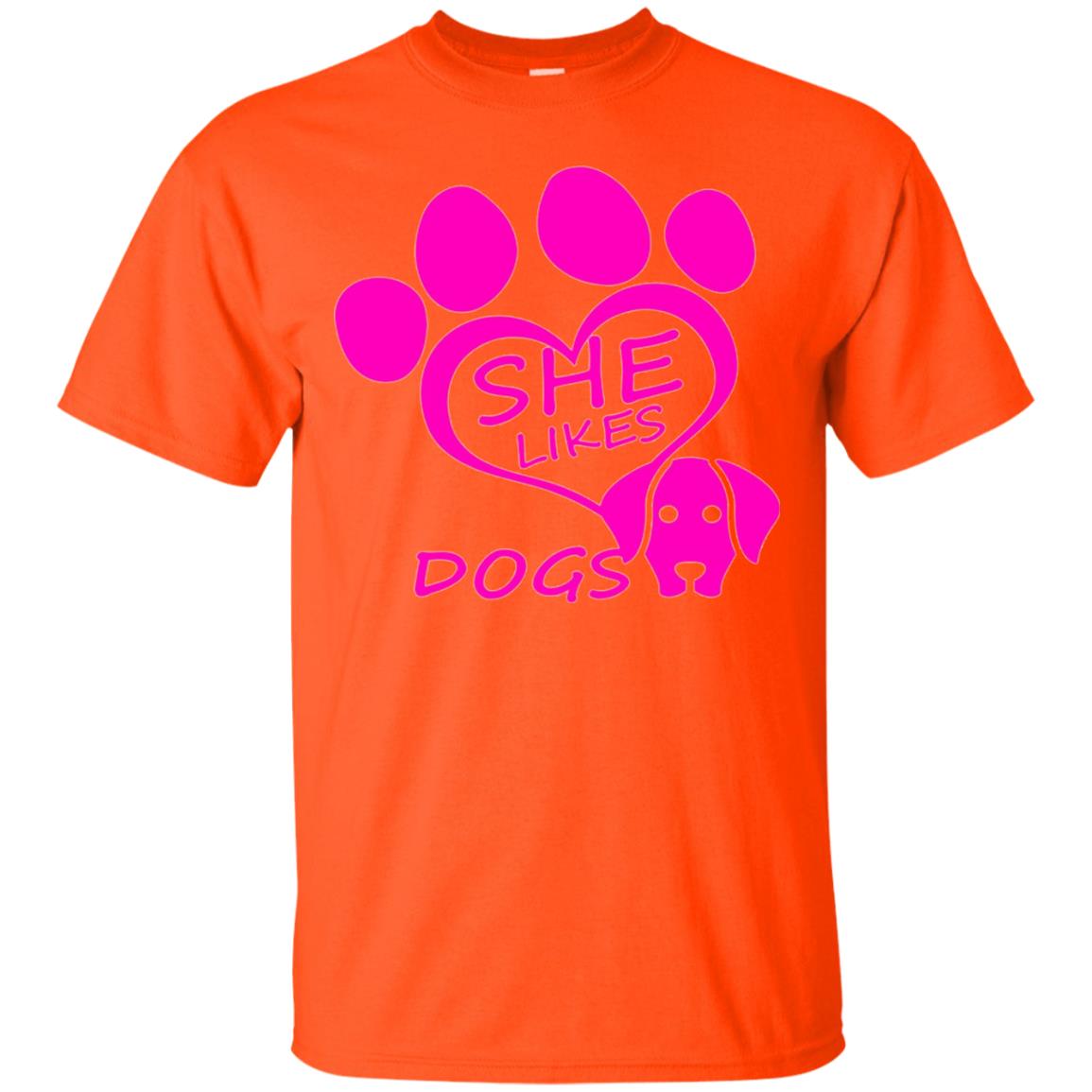 Dog Lovers Shirt She Likes Dogs Orange