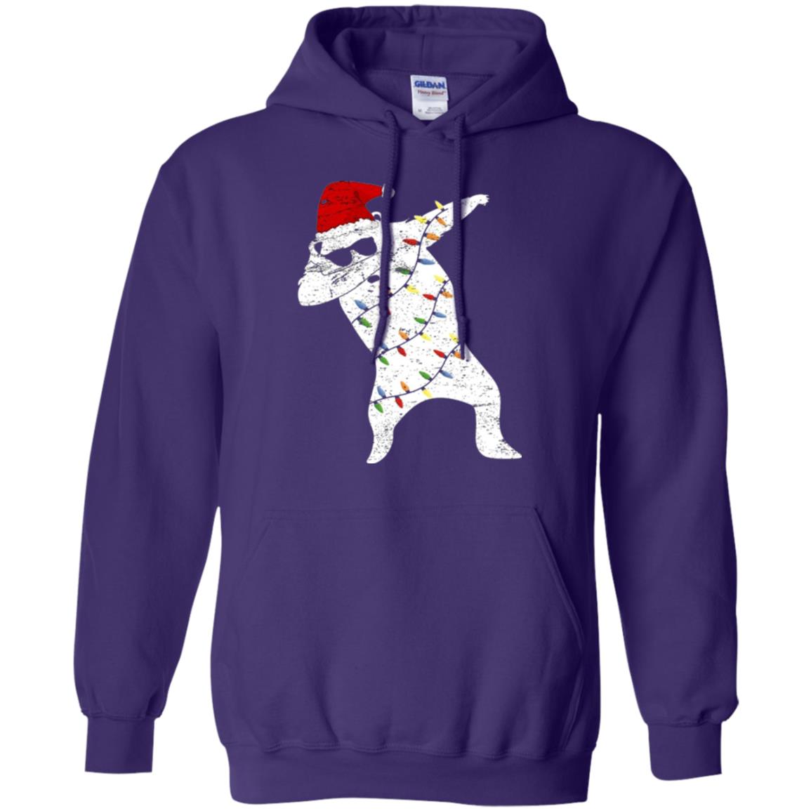 Christmas T-shirt Santa Bear Dabbing Lights Sunglasses Purple
