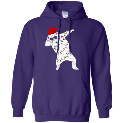 Christmas T-shirt Santa Bear Dabbing Lights Sunglasses Purple