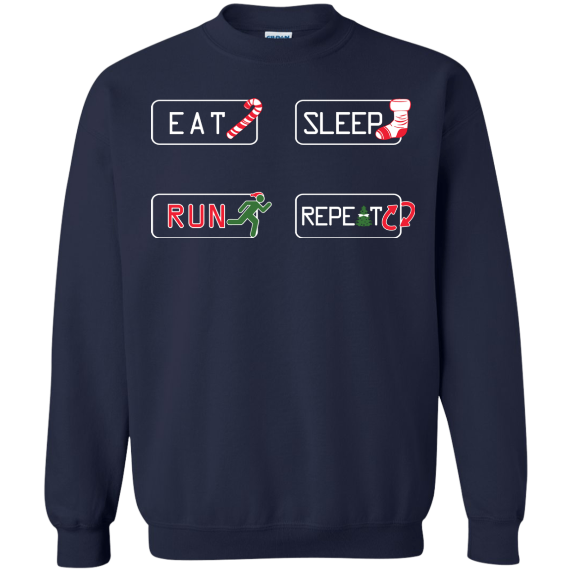 Christmas T-Shirt Eat Sleep Run Repeat Navy