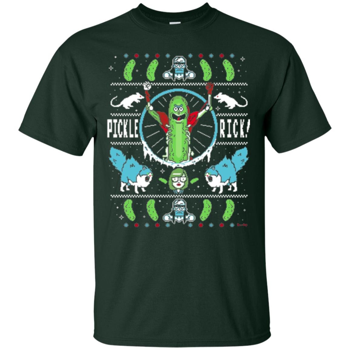 Rick And Morty T-shirt Festive Pickle Rick Forest Green