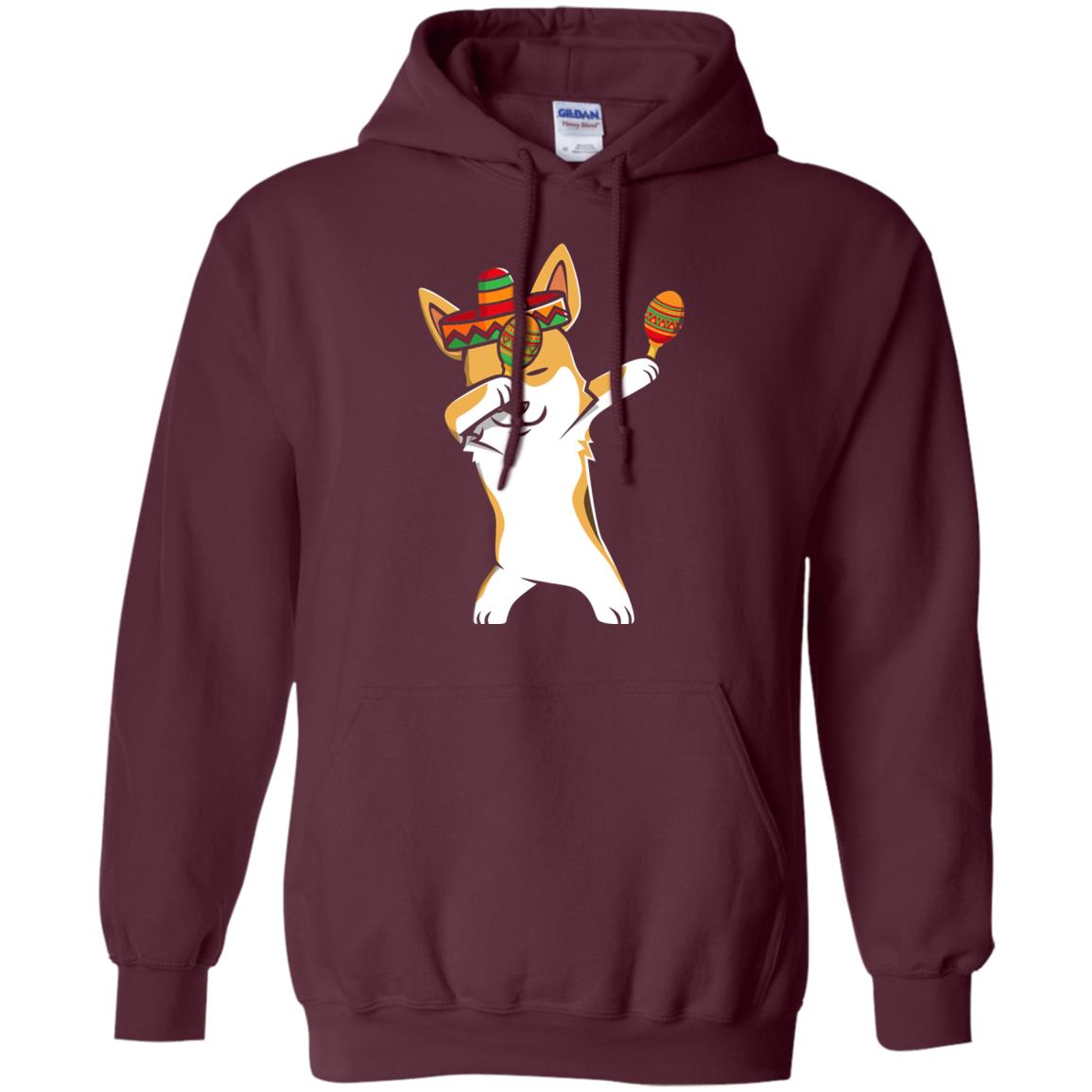 Dabbing Corgi Funny Cinco De Mayo T-shirt Maroon