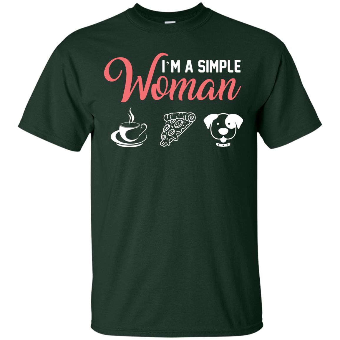 I’m A Simple Woman Love Coffee Pizza And Puppies Gift Shirt For Woman Forest