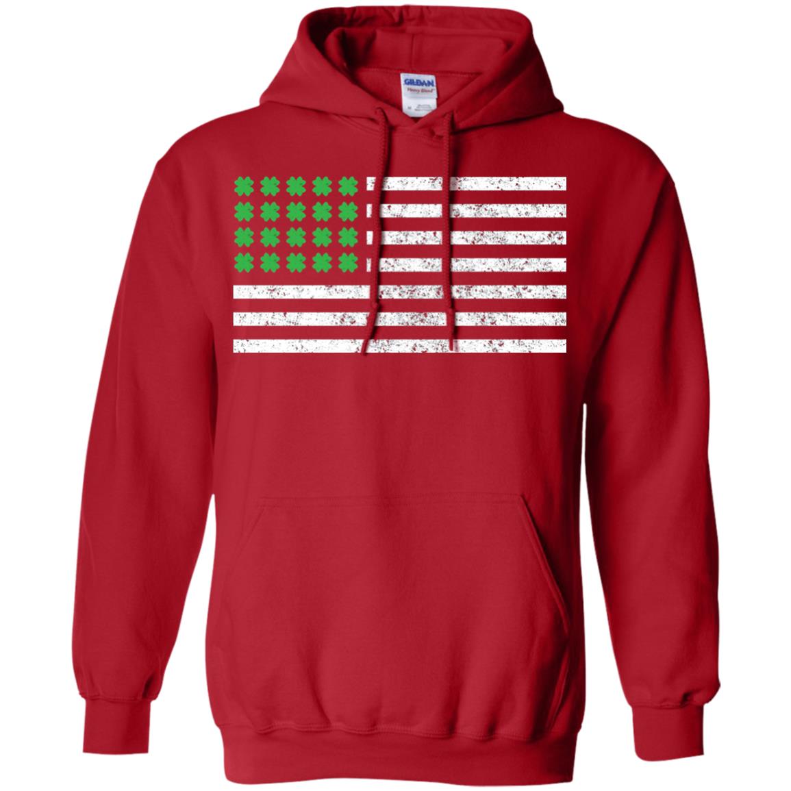 Usa Flag With Irish Shamrock St Patricks Day T-shirt Red