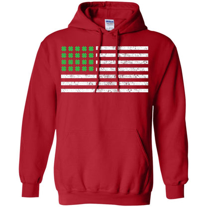 Usa Flag With Irish Shamrock St Patricks Day T-shirt Red