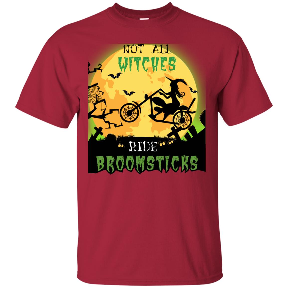 Not All Witches Ride Broomsticks Witches Ride A Motorcycle Funny Halloween Shirt Cardinal