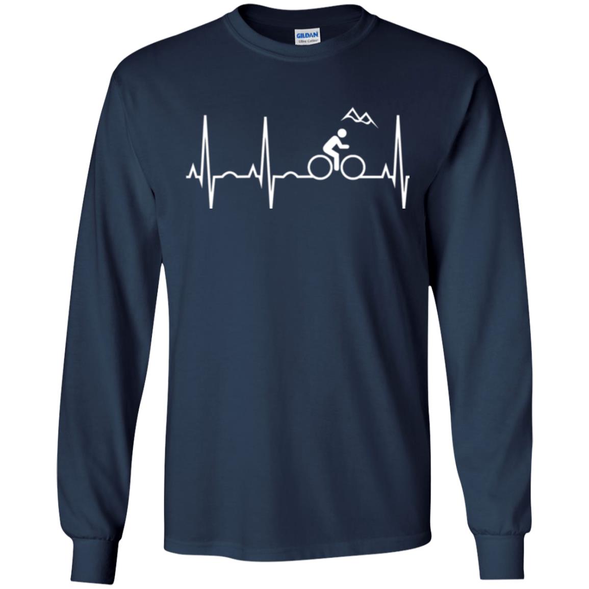Mountain Bike Heartbeat Mountain Biking T-shirt Navy