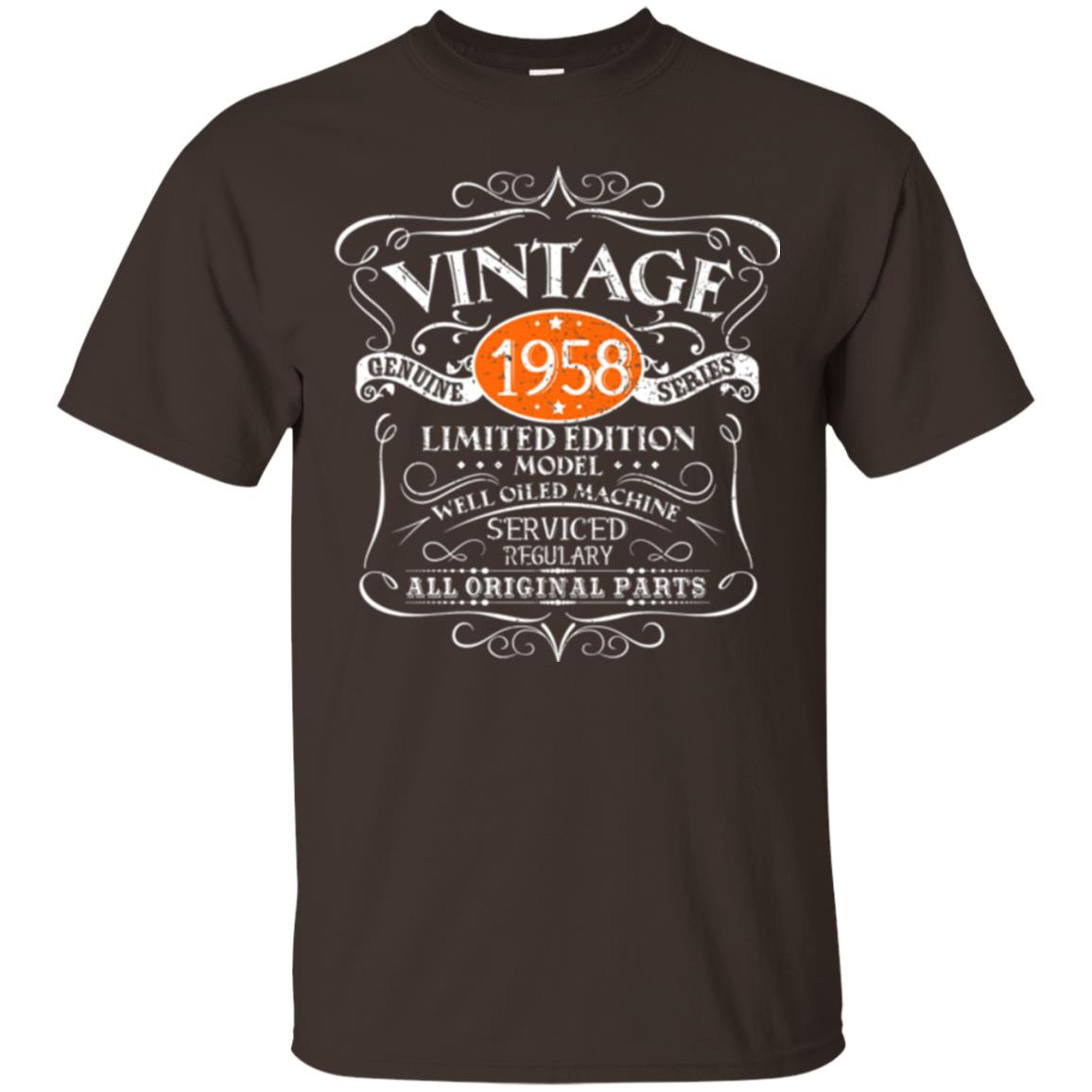 Vintage 60th Birthday T-shirt 1958 All Original Parts Dark Chocolate