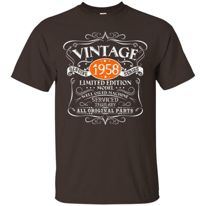 Vintage 60th Birthday T-shirt 1958 All Original Parts Dark Chocolate