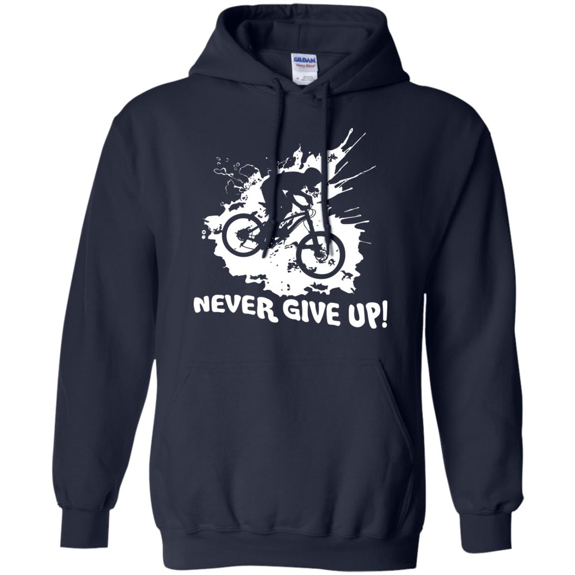 Biker T-shirt Never Give Up Navy