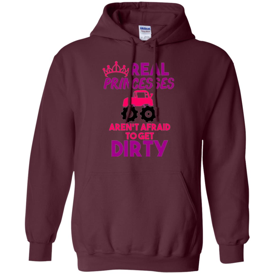 Monster Truck Girl T-shirt Real Princesses Get Dirty Maroon