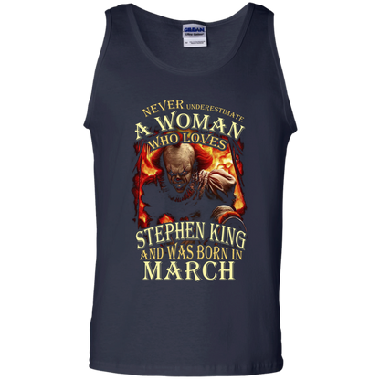 March T-shirt Never Underestimate A Woman Who Loves Stephen King