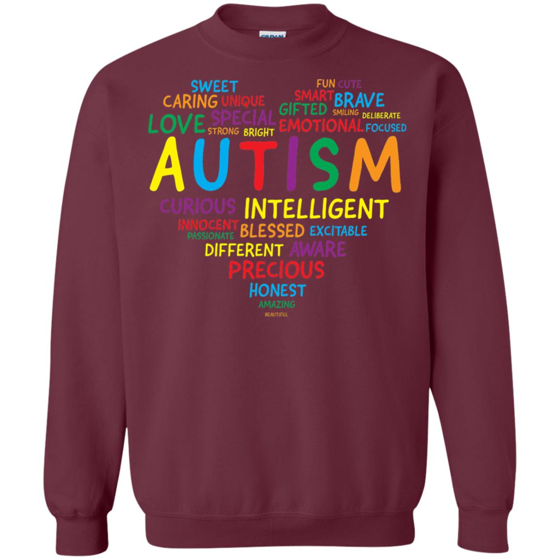 Autism Heart Autism Awareness T-shirt Maroon